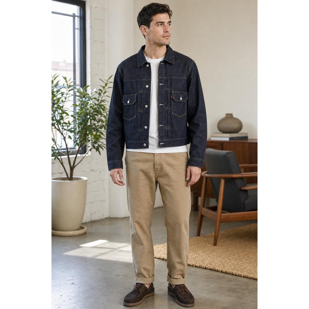Levi's 507XXE Type II Jacket Mens 46 XXL Dark Indigo Selvedge Japan Big E T-Back